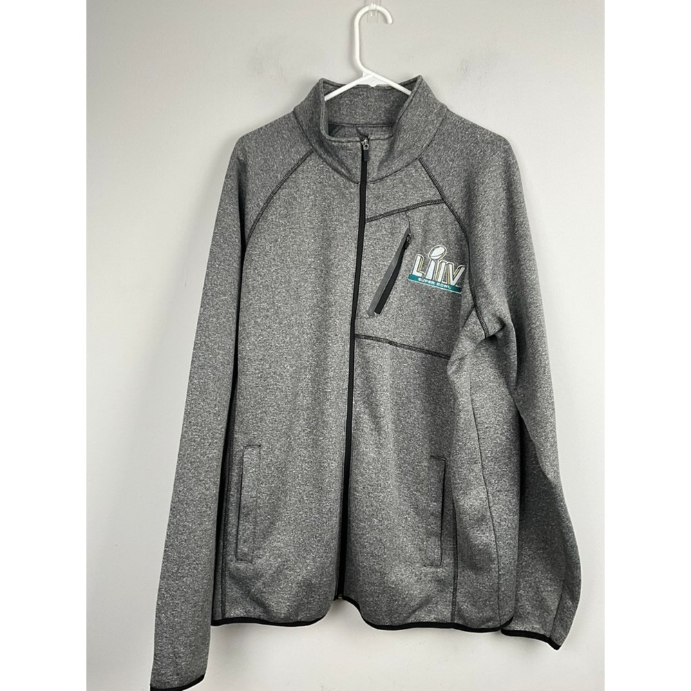 Mens NFL Super Bowl LIV Fleece Full‎ Zip Jacket Gray NFL Apparel SZ XL